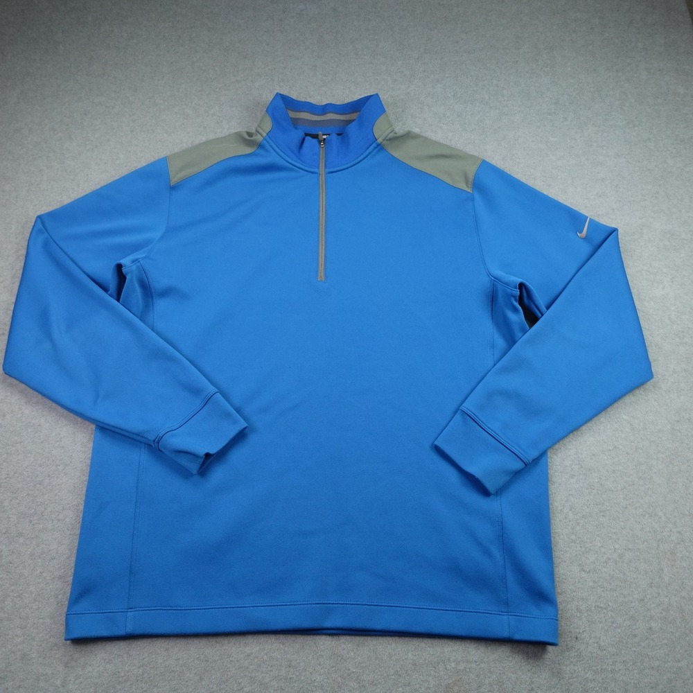 Nike Golf Pullover Mens Large Blue 1/4 Zip Dri-Fit Athletic Active